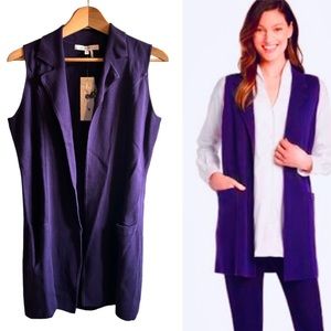 Foxcroft Jodi sleeveless open cardigan in Rum Raisin, runs large, NWT